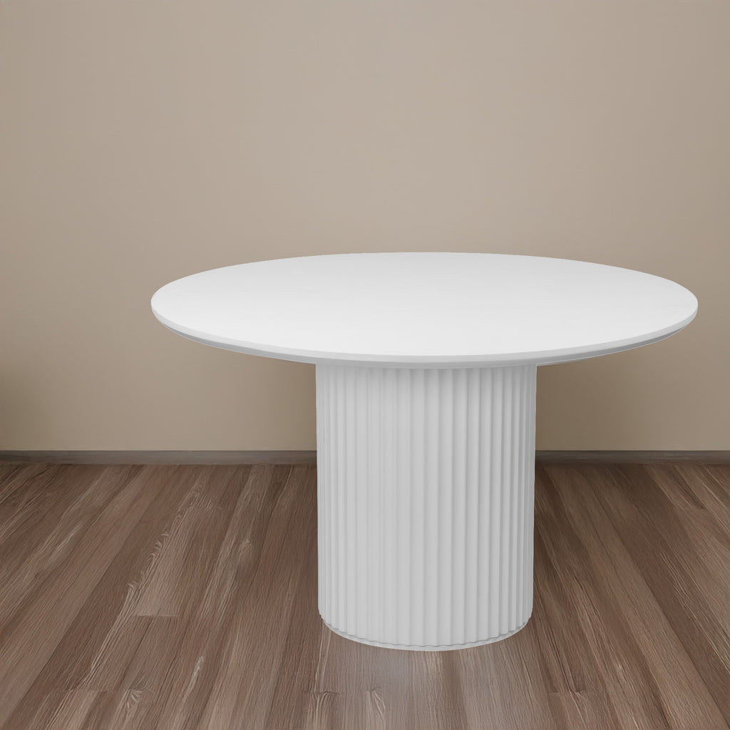 El Nino Flute 120m Round Dining Table White