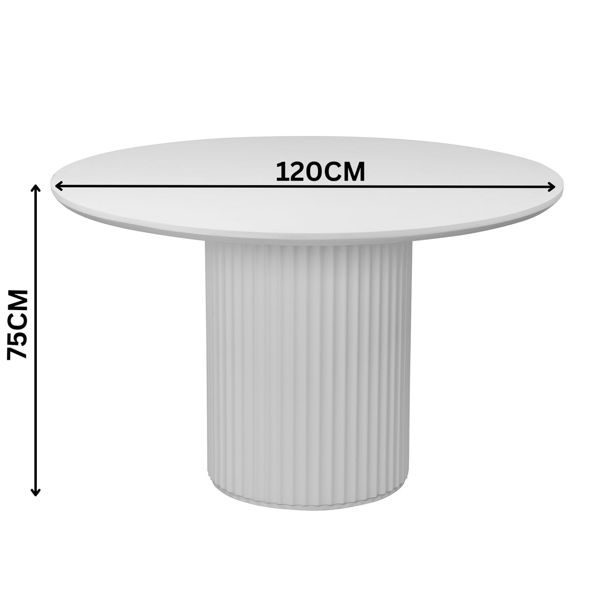 El Nino Flute 120m Round Dining Table White