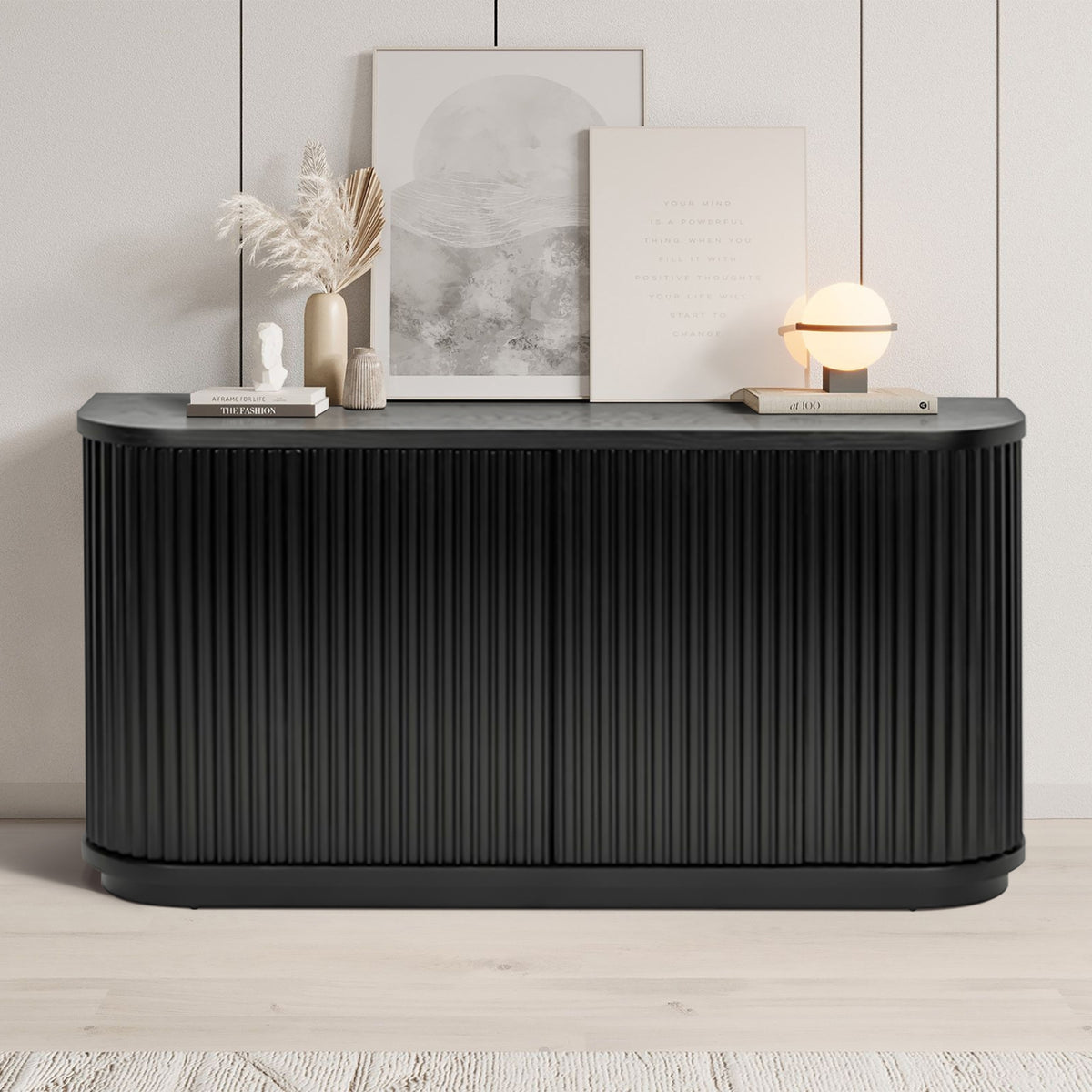 El Nino Flute 160cm Venner Top Buffet Storage Cabinet Black