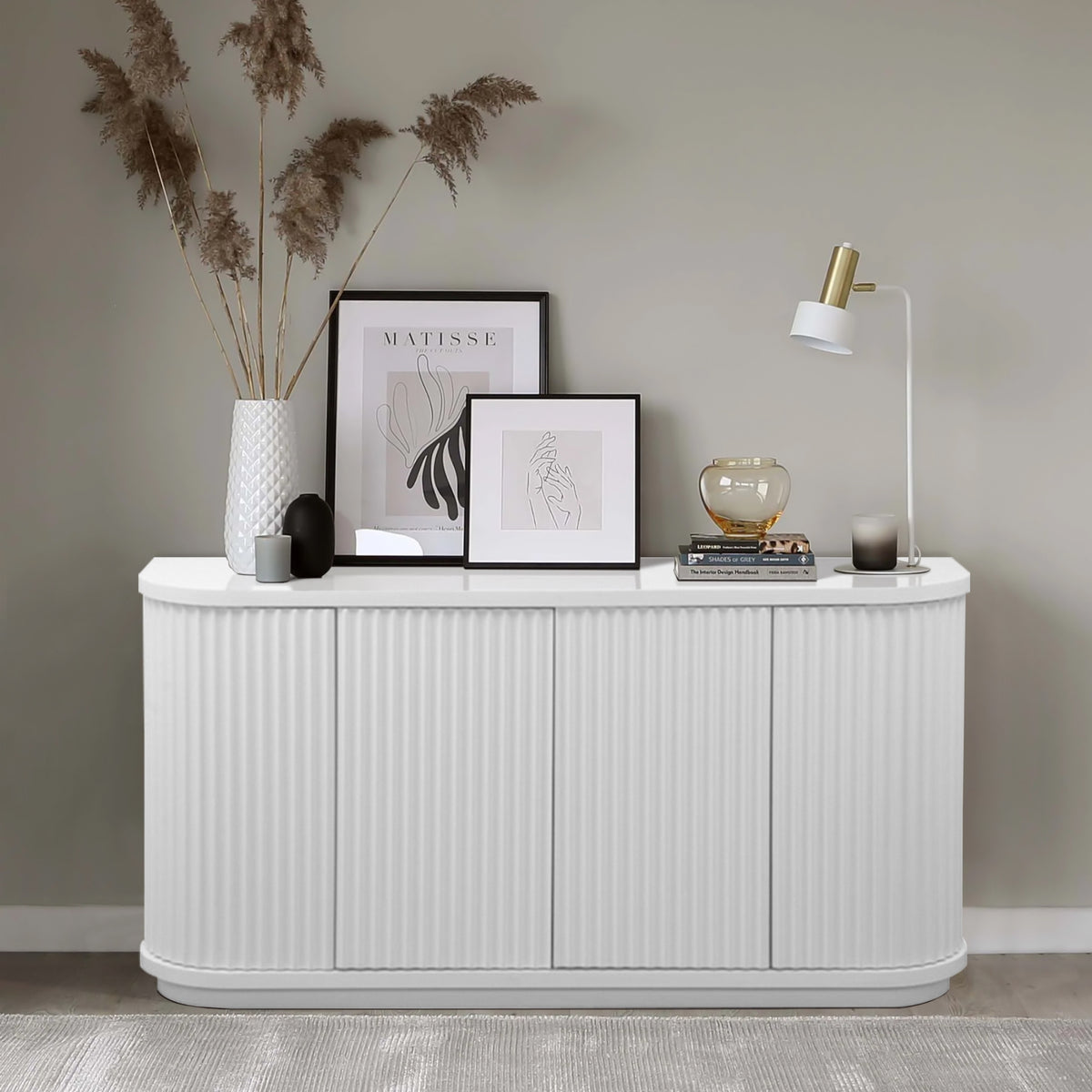 El Nino Flute 160cm Venner Top Buffet Storage Cabinet White