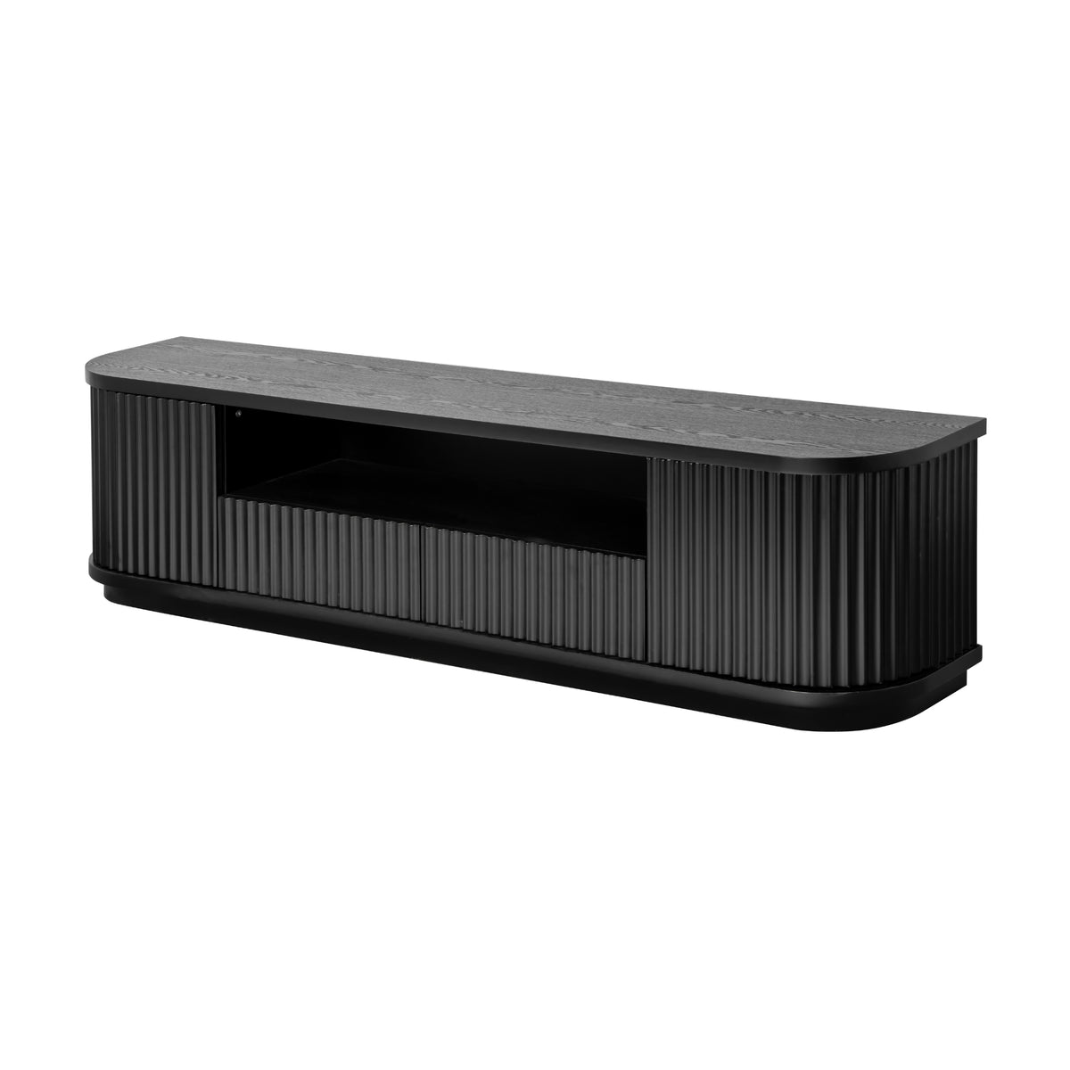 El Nino Flute 200cm Veneer Top ETU Entertainment TV Unit Black