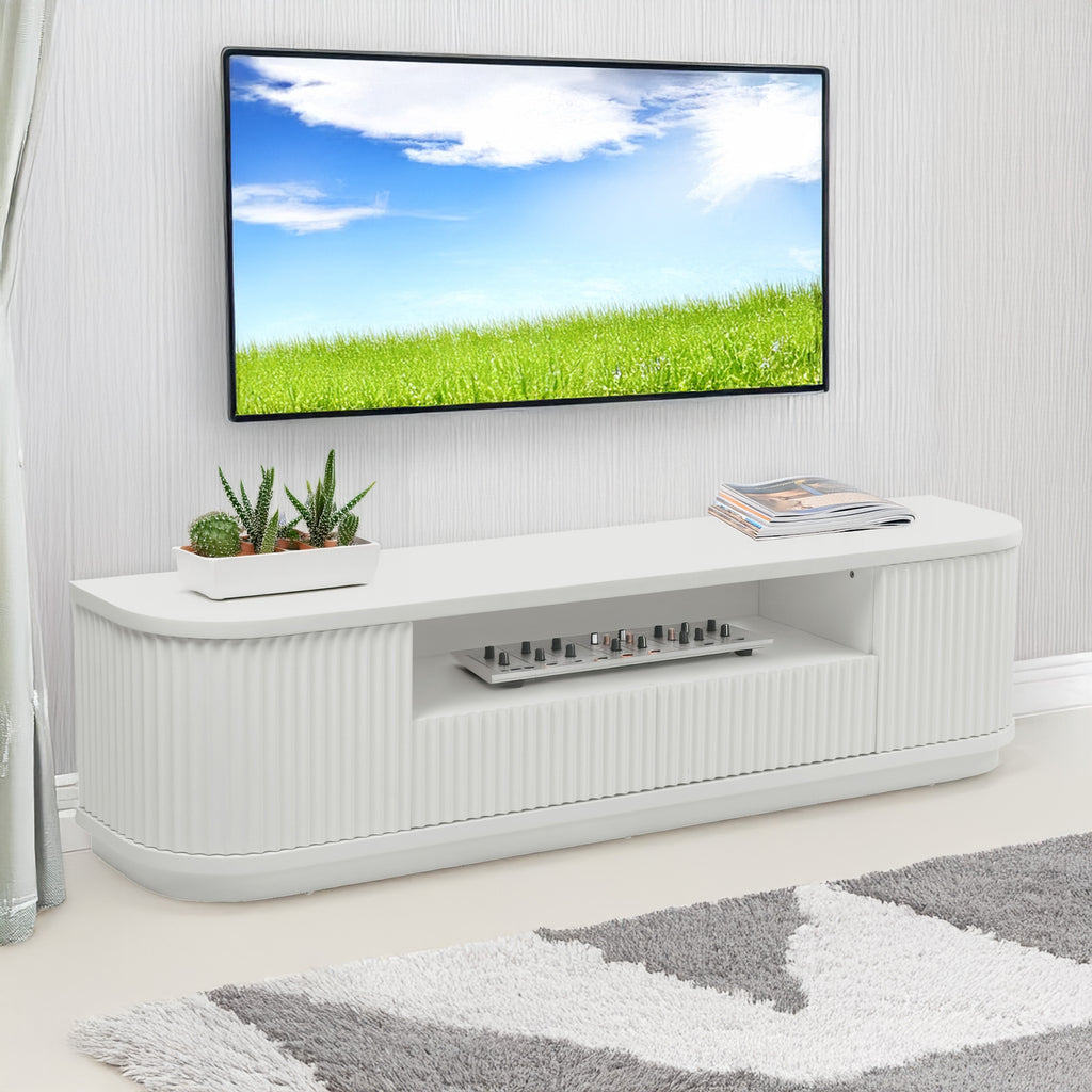 El Nino Flute 200cm Veneer Top ETU Entertainment TV Unit White