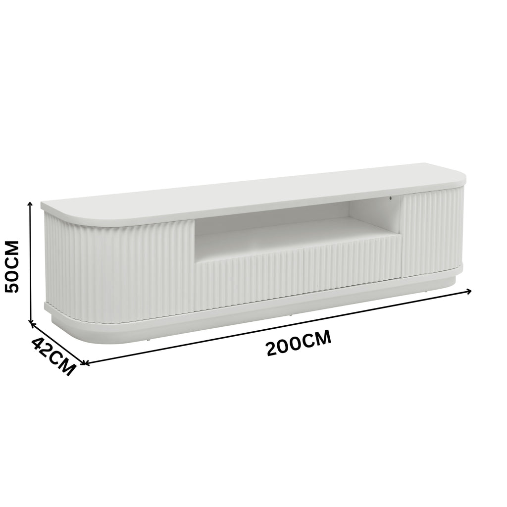 El Nino Flute 200cm Veneer Top ETU Entertainment TV Unit White