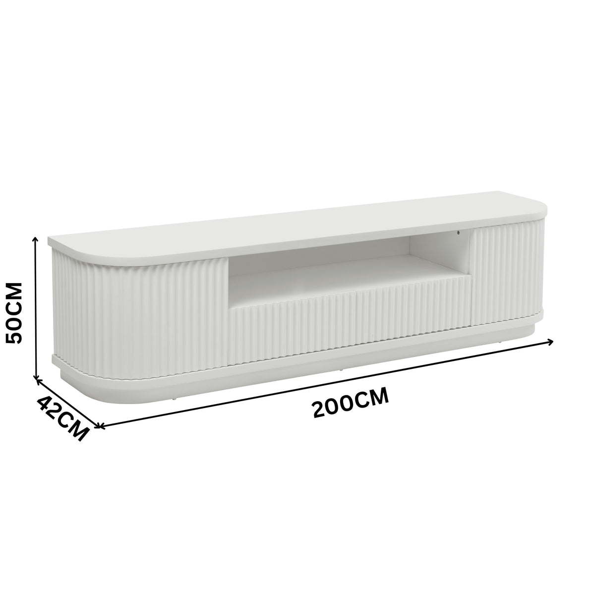 El Nino Flute 200cm Veneer Top ETU Entertainment TV Unit White