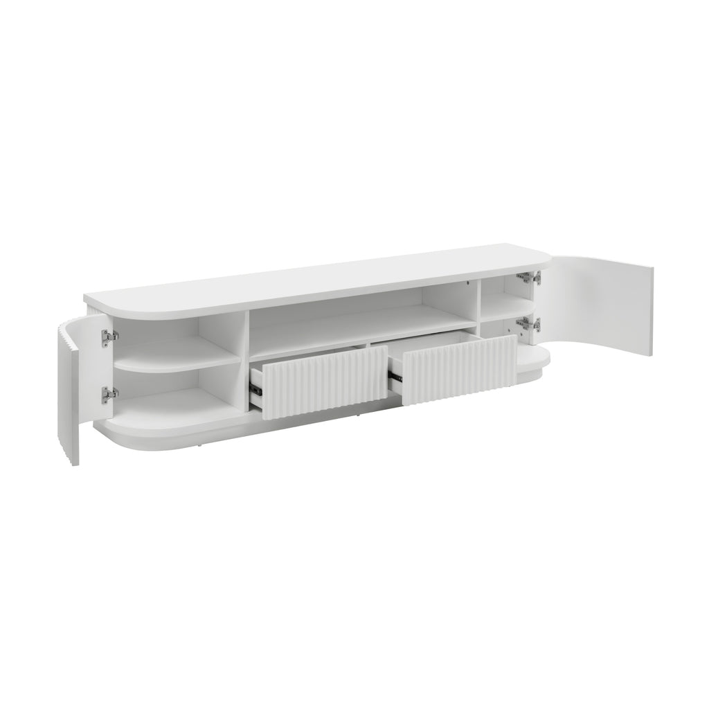 El Nino Flute 200cm Veneer Top ETU Entertainment TV Unit White