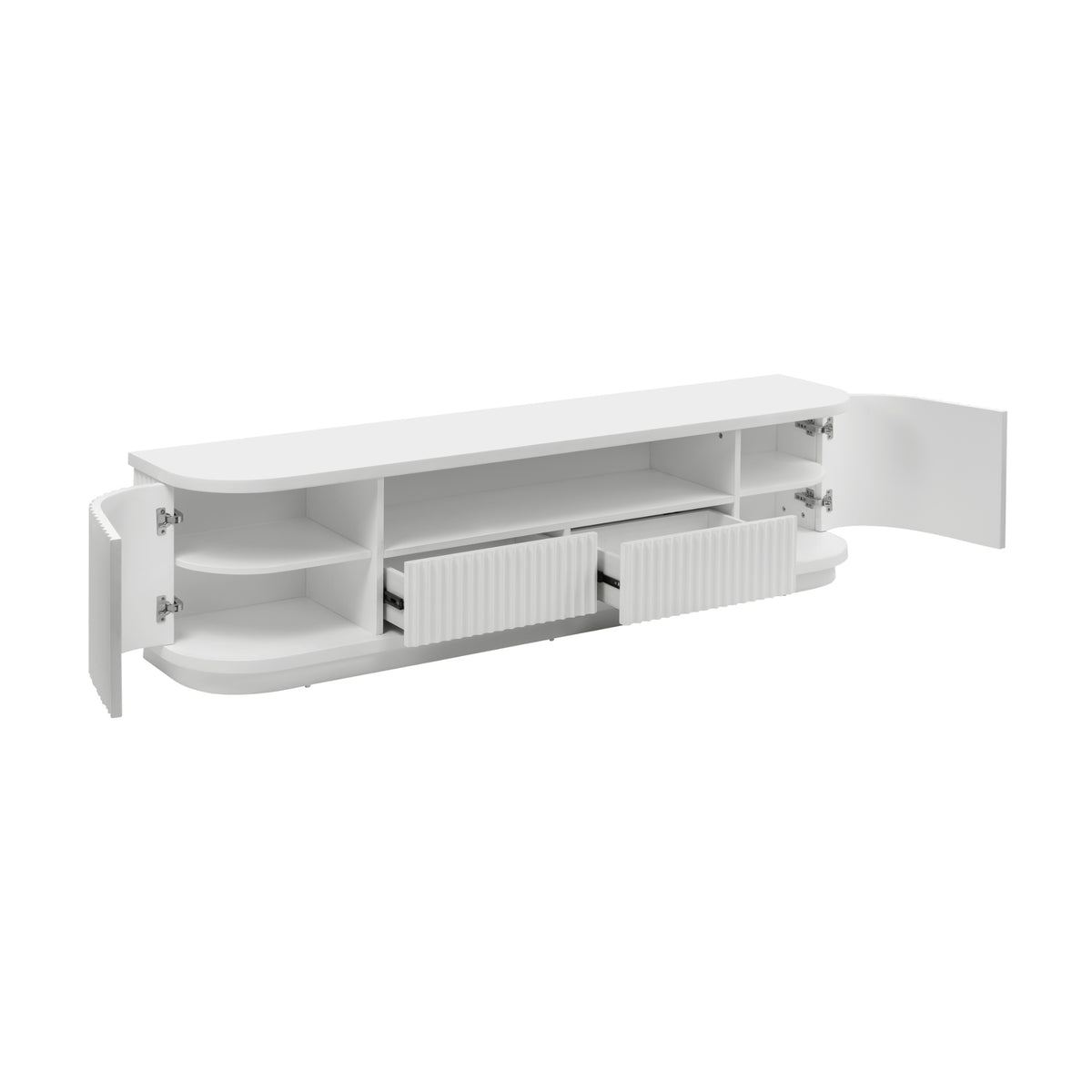 El Nino Flute 200cm Veneer Top ETU Entertainment TV Unit White
