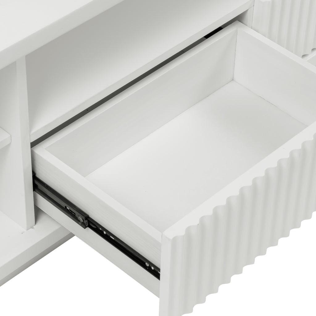 El Nino Flute 200cm Veneer Top ETU Entertainment TV Unit White