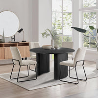 Elbasan 130cm Round Dining Table Black