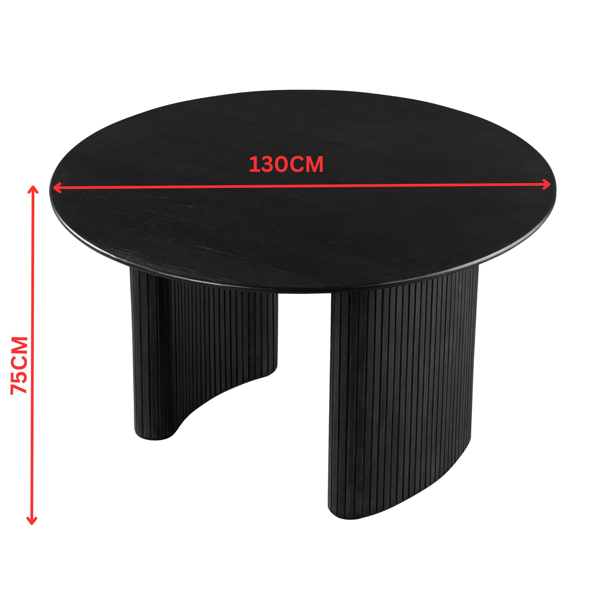 Elbasan 130cm Round Dining Table Black