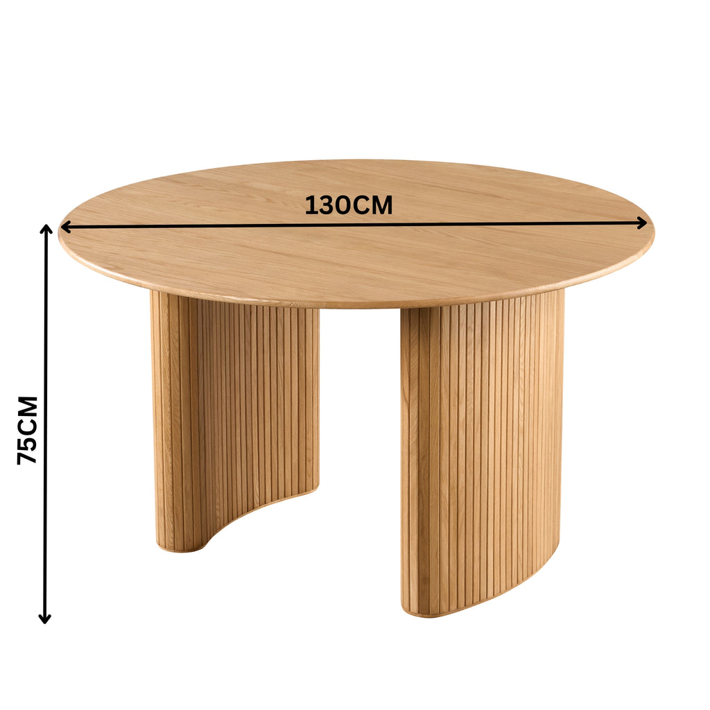Elbasan 130cm Round Dining Table Natural