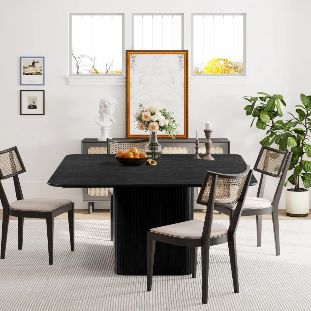 Elbasan 140cm Square Dining Table Black