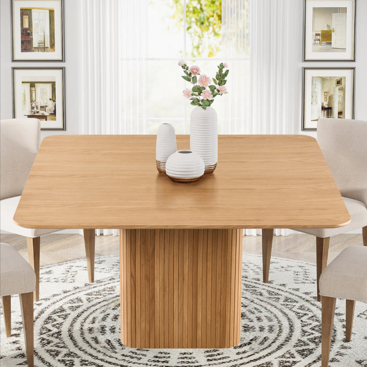 Elbasan 140cm Square Dining Table Natural