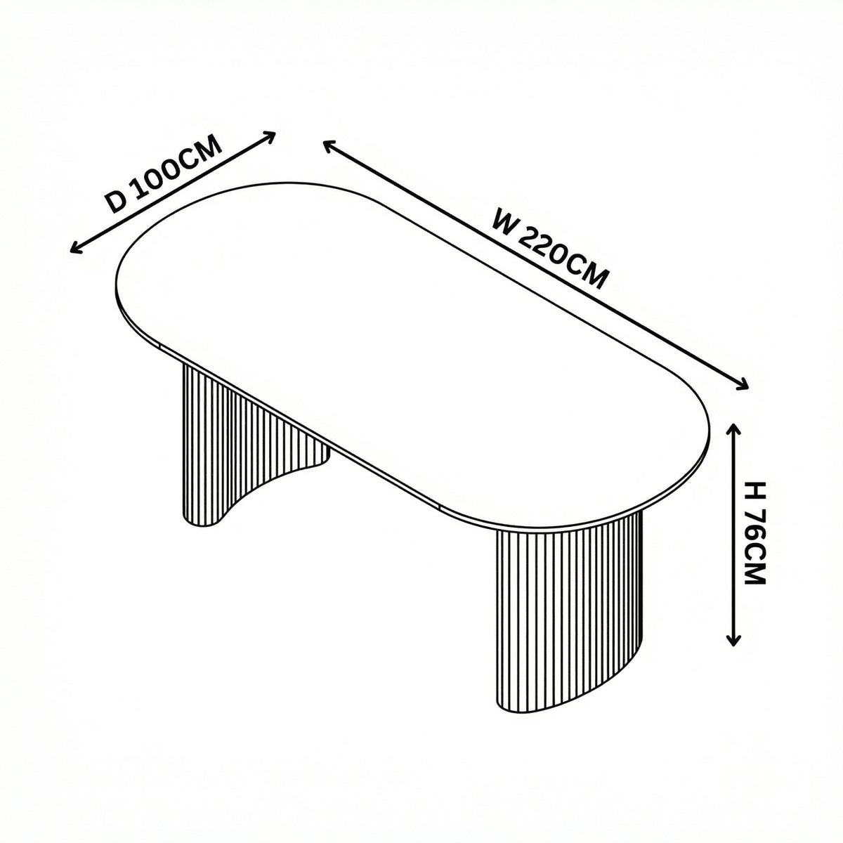 Elbasan 220cm Dining Table Black