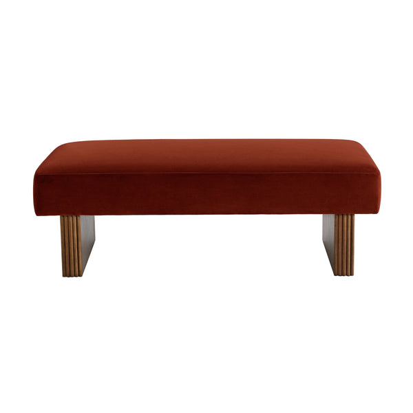 Eldron 120cm Velvet Bench and Ottoman Caramel