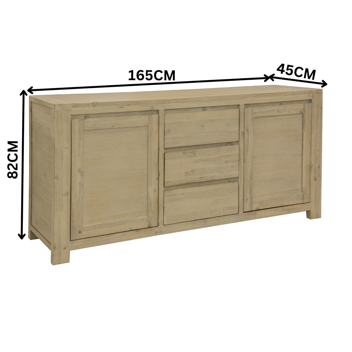 Elemental 165cm Buffet Table Brushed Smoke Grey