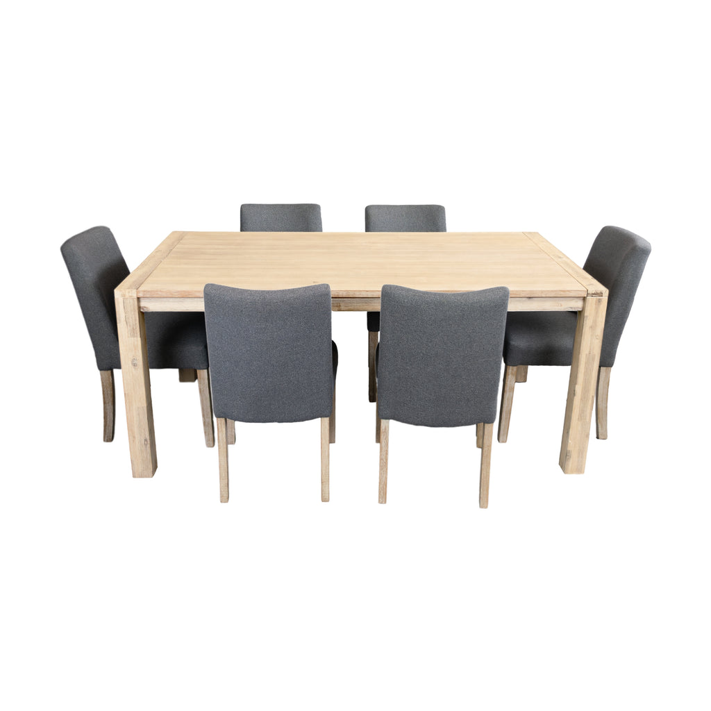 Elemental 7pc Dining Table Set 6 Grey Fabric Chair