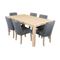Elemental 7pc Dining Table Set 6 Grey Fabric Chair
