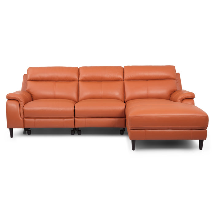 Ella 3 Seater Leather Electric Recliner Chaise Sofa Right 