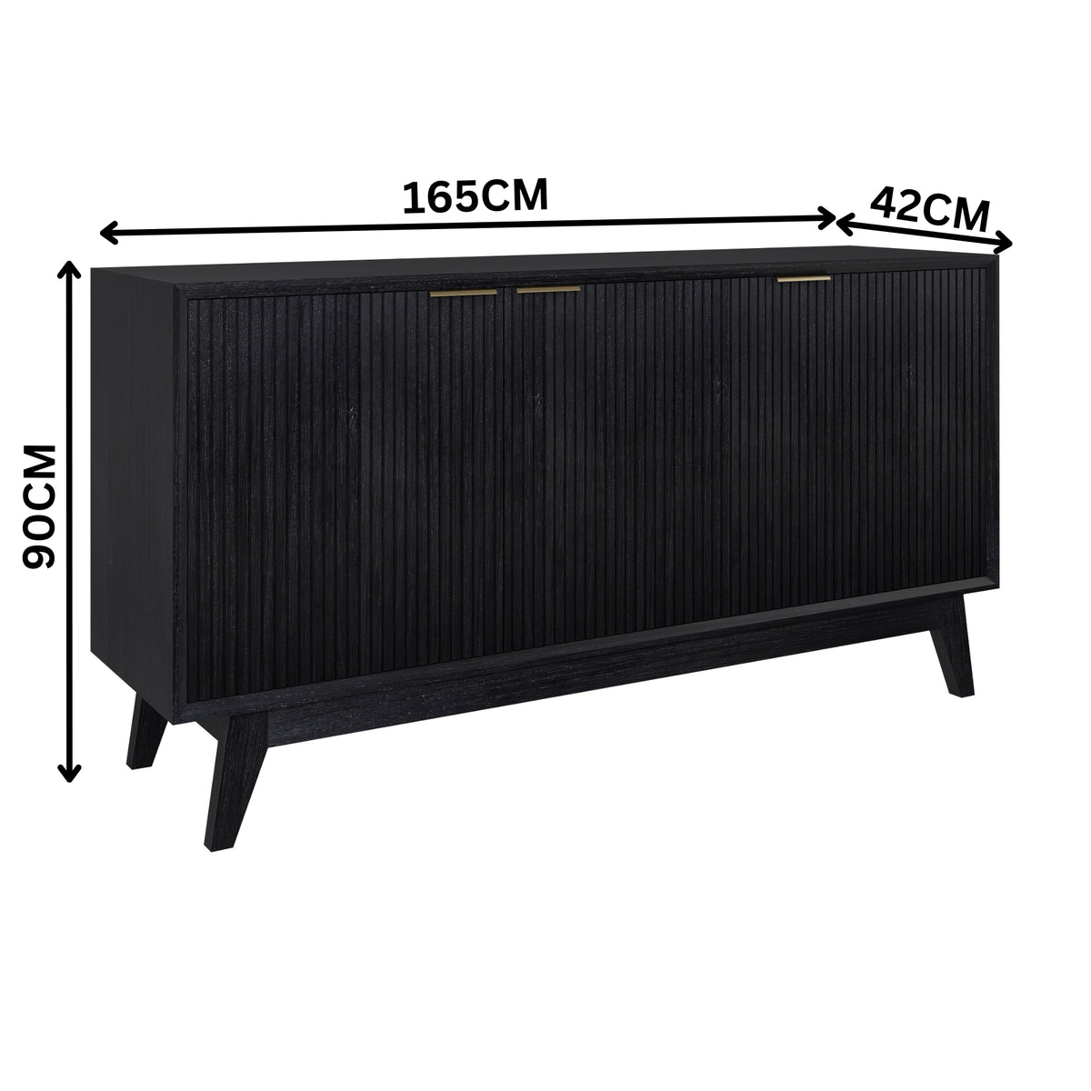 Ellen 165cm Buffet Table 3 Door Black