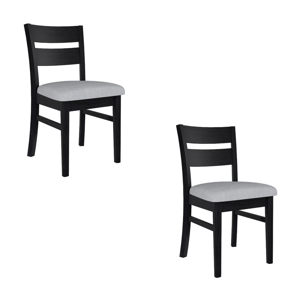 Ellen 2pc Set Dining Chair Fabric Seat Black