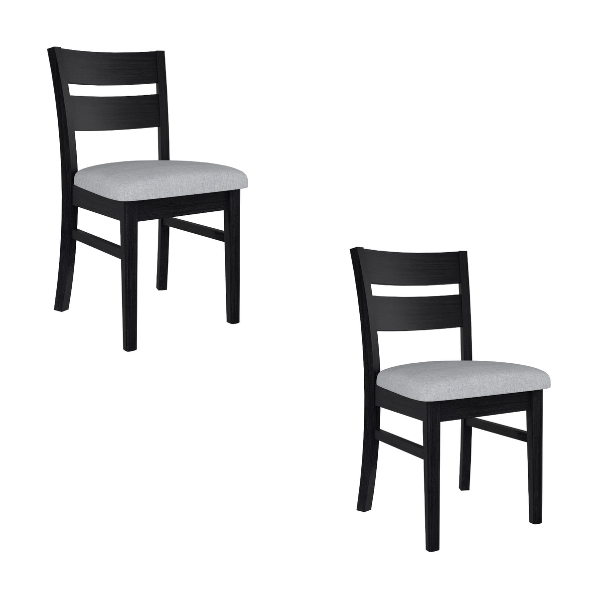 Ellen 2pc Set Dining Chair Fabric Seat Black