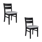 Ellen 2pc Set Dining Chair Fabric Seat Black