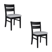 Ellen 2pc Set Dining Chair Fabric Seat Black
