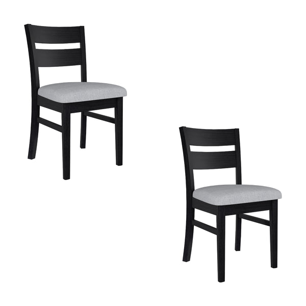 Ellen 2pc Set Dining Chair Fabric Seat Black