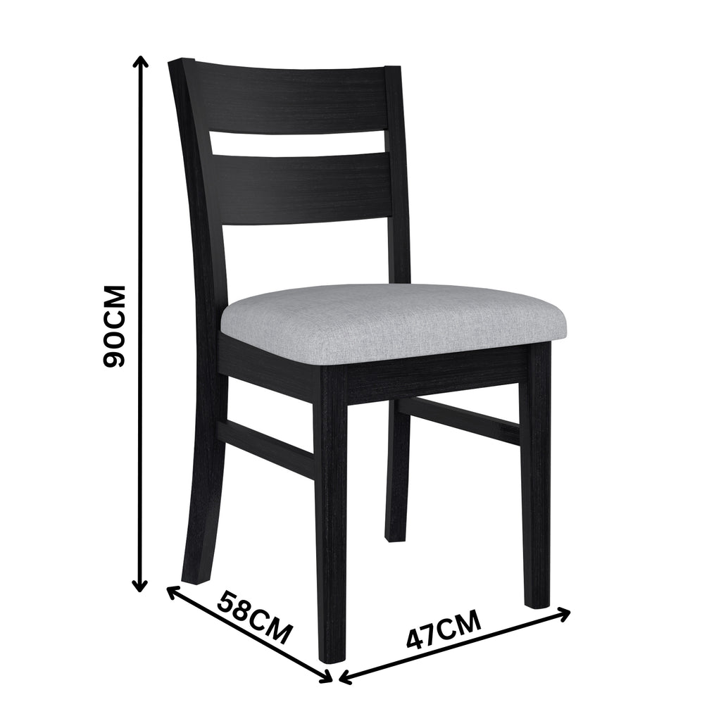 Ellen 2pc Set Dining Chair Fabric Seat Black