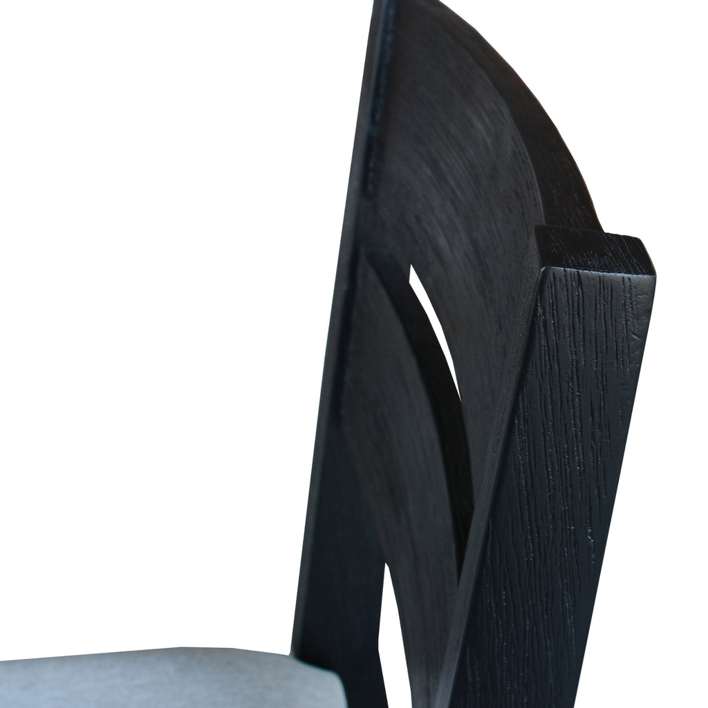 Ellen 2pc Set Dining Chair Fabric Seat Black