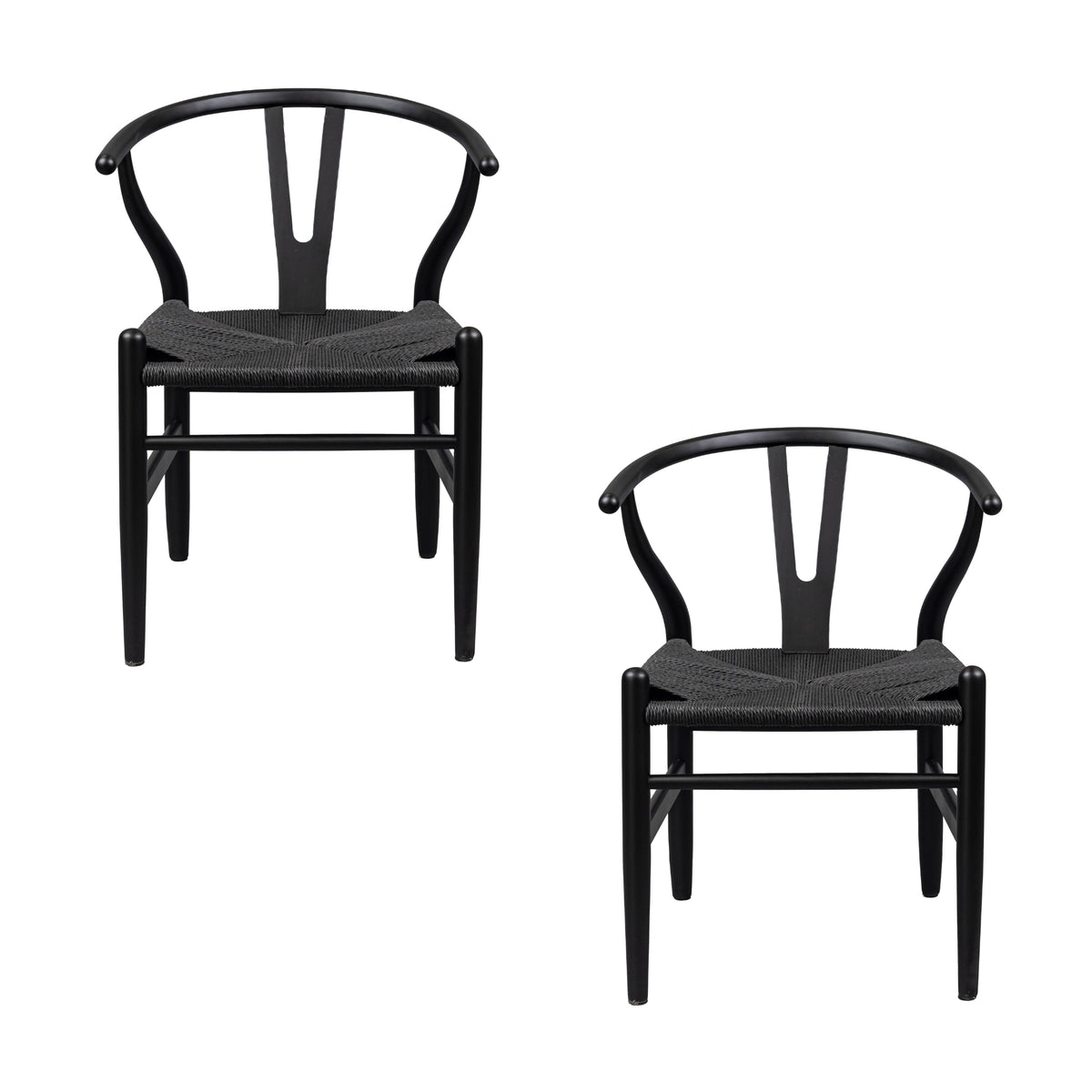 Ellen 2pc Set Wishbone Dining Chair Black