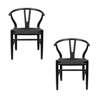 Ellen 2pc Set Wishbone Dining Chair Black