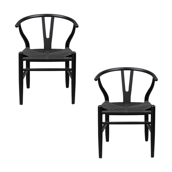 Ellen 2pc Set Wishbone Dining Chair Black