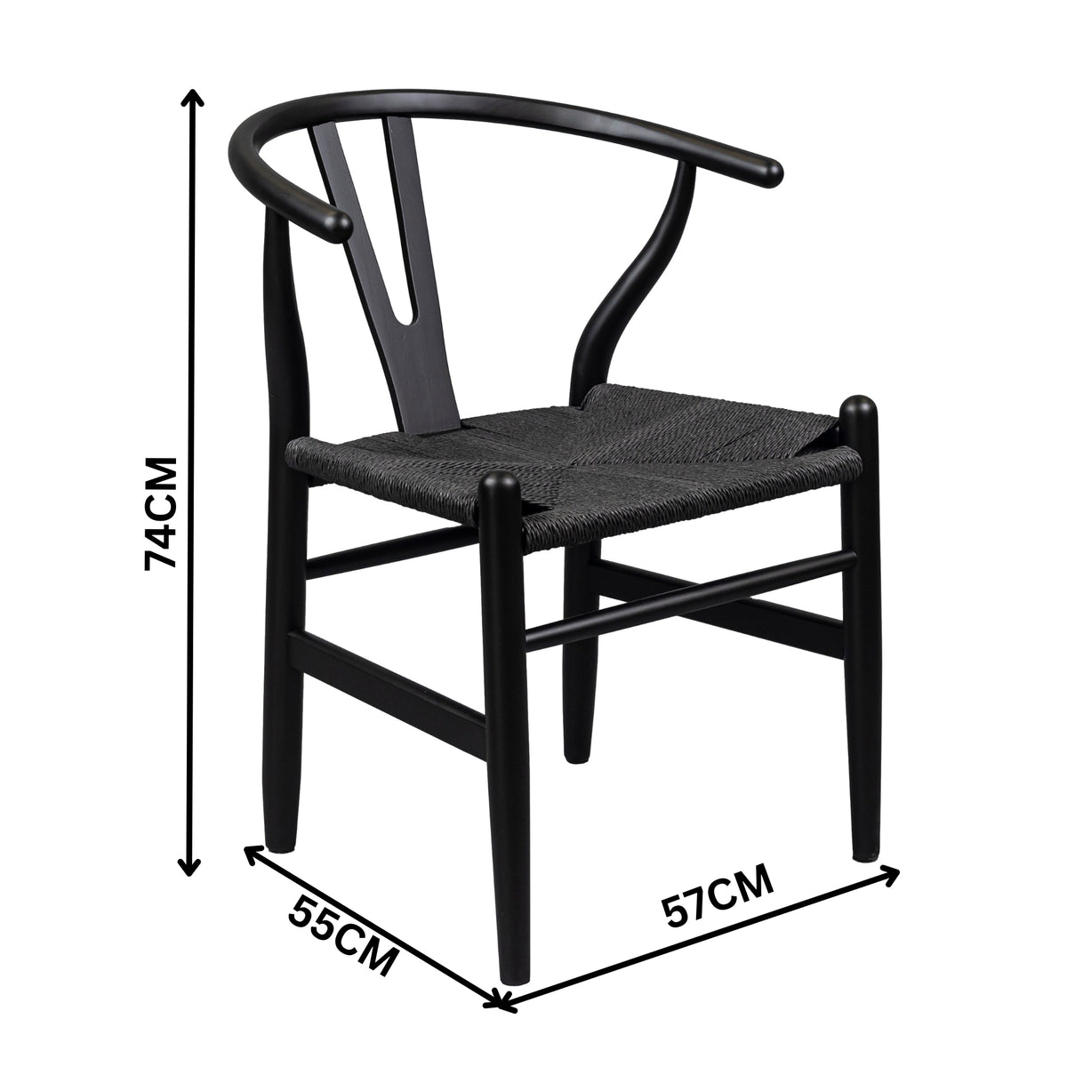 Ellen 2pc Set Wishbone Dining Chair Black
