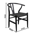 Ellen 2pc Set Wishbone Dining Chair Black