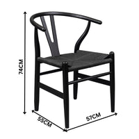 Ellen 2pc Set Wishbone Dining Chair Black