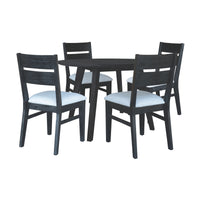 Ellen 5pc Dining Set 100cm Round Table 4 Chair Black