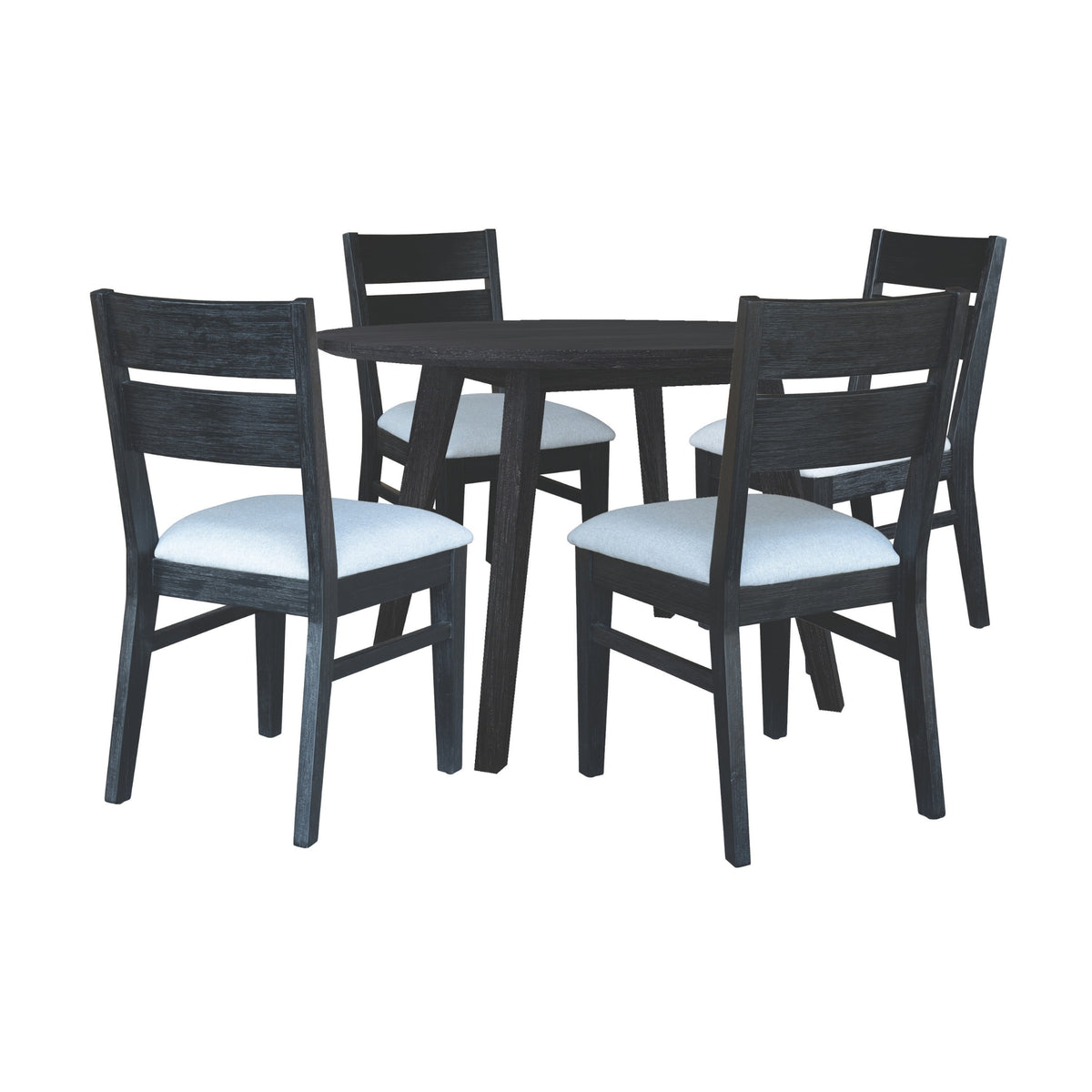 Ellen 5pc Dining Set 100cm Round Table 4 Chair Black