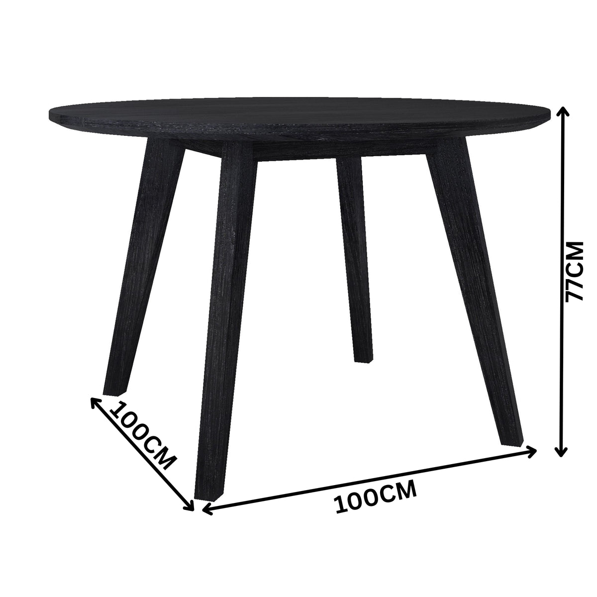 Ellen 5pc Dining Set 100cm Round Table 4 Chair Black