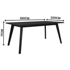 Ellen 7pc Dining Set 180cm Table 6 Chair Black