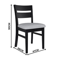 Ellen 7pc Dining Set 180cm Table 6 Chair Black