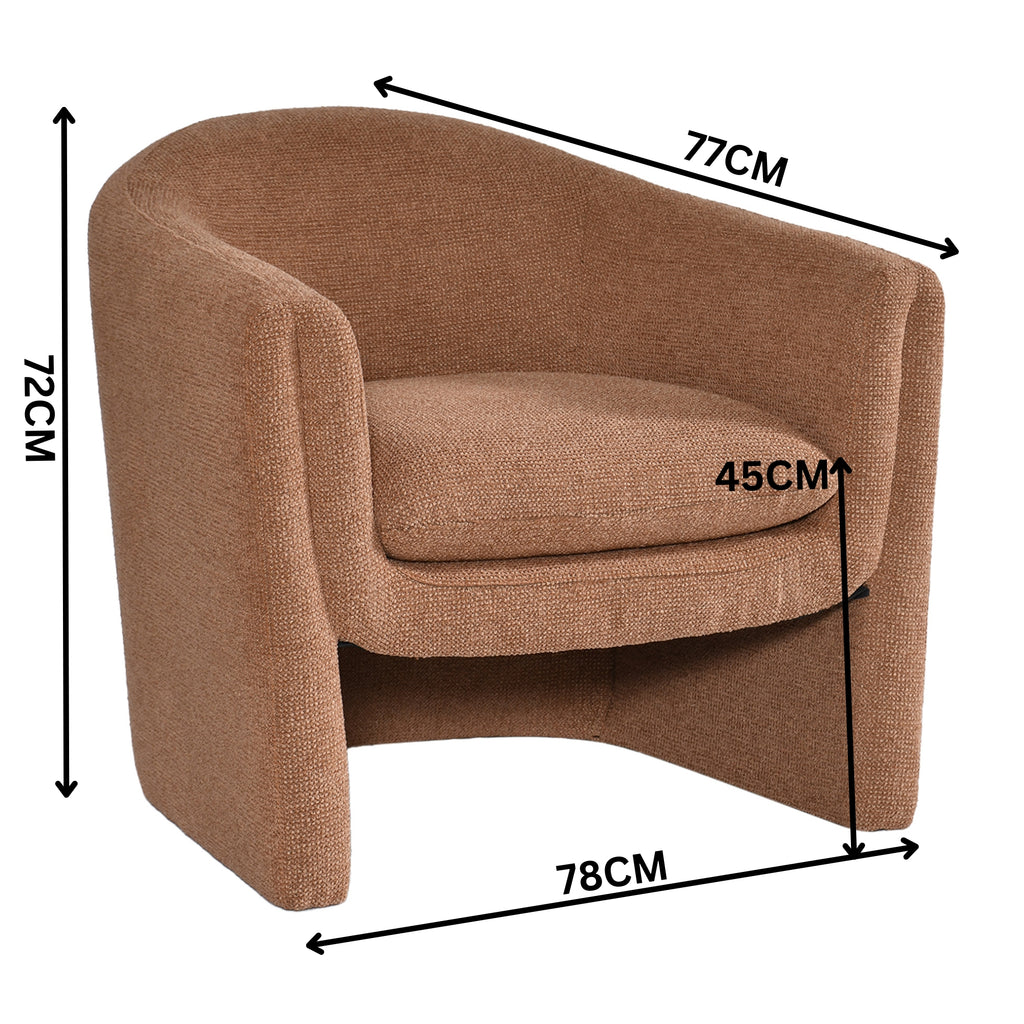Elm Fabric Accent Chair Occasional Armchair Cinnamon Brown