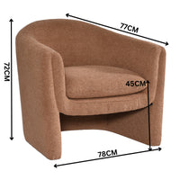 Elm Fabric Accent Chair Occasional Armchair Cinnamon Brown