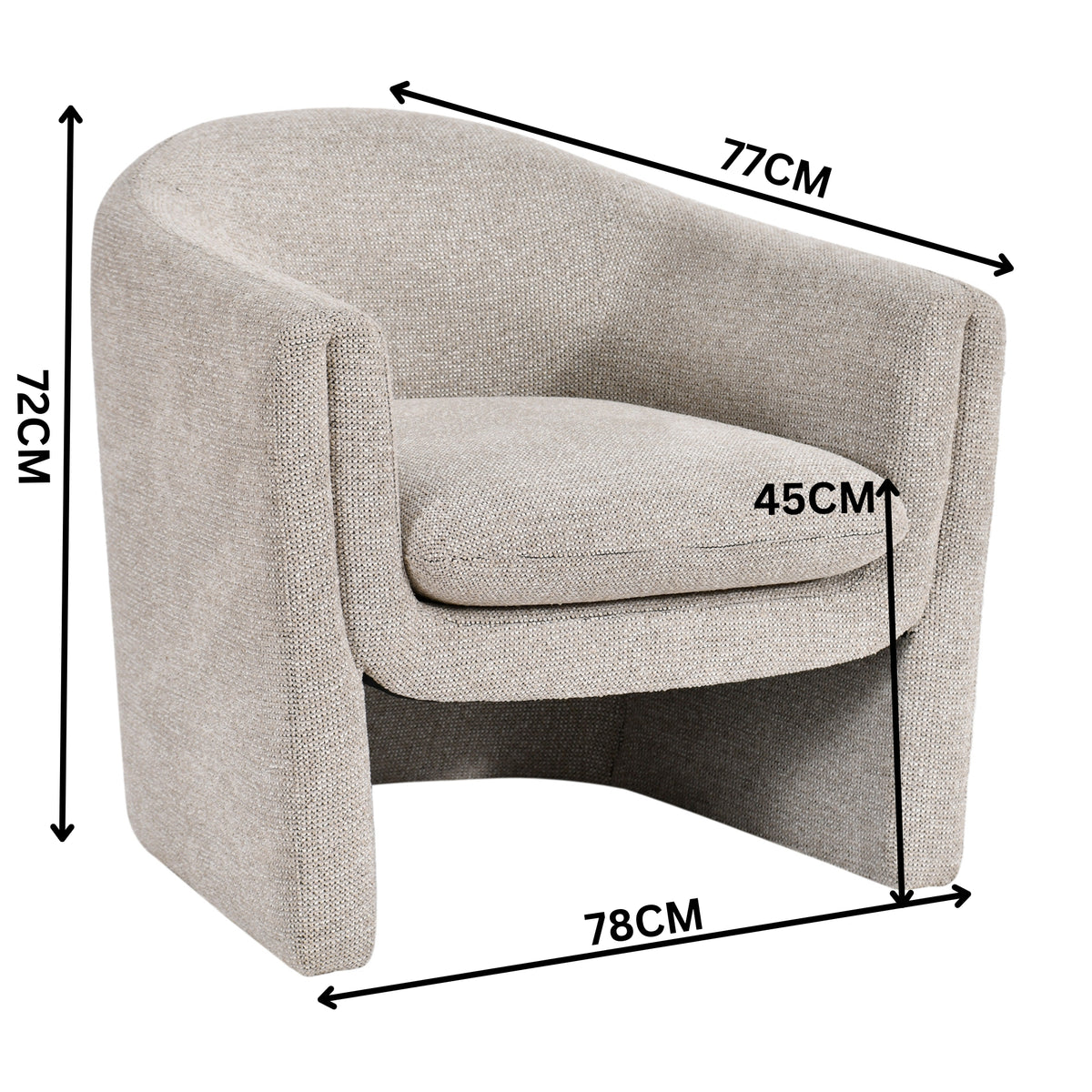 Elm Fabric Accent Chair Occasional Armchair Oat Grey