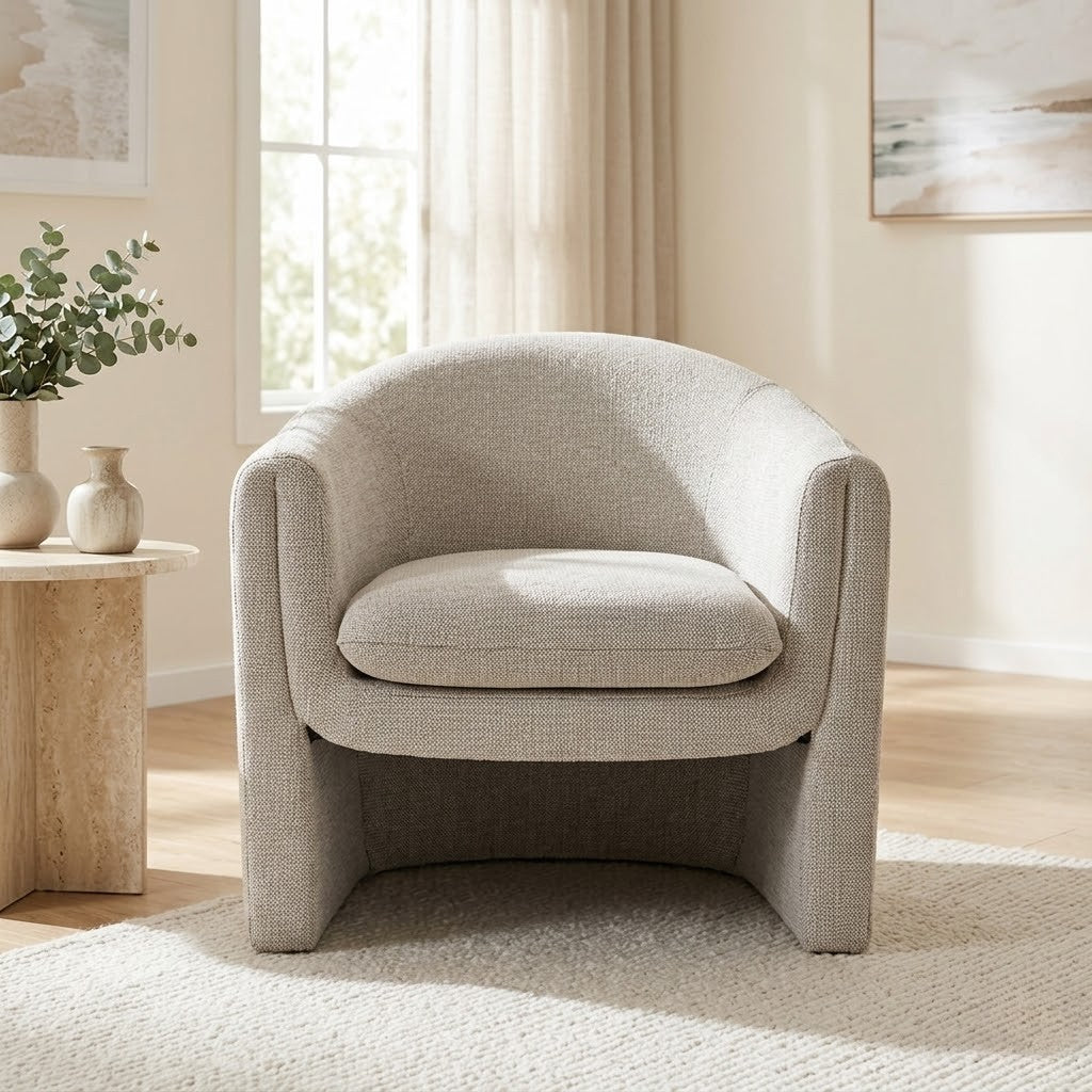 Elm Fabric Accent Chair Occasional Armchair Oat Grey