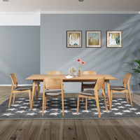 Emilio 7pc 180cm Dining Table Set Fabric Chair Solid Ash Wood Oak