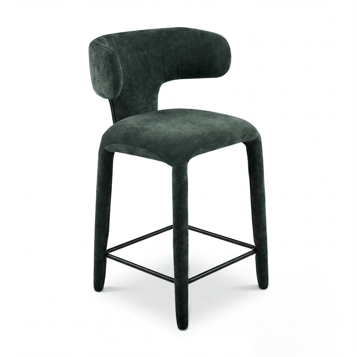 Emma 2pc Set Bar Chair Barstool Green, single stool, front three-quarter view on a white background
