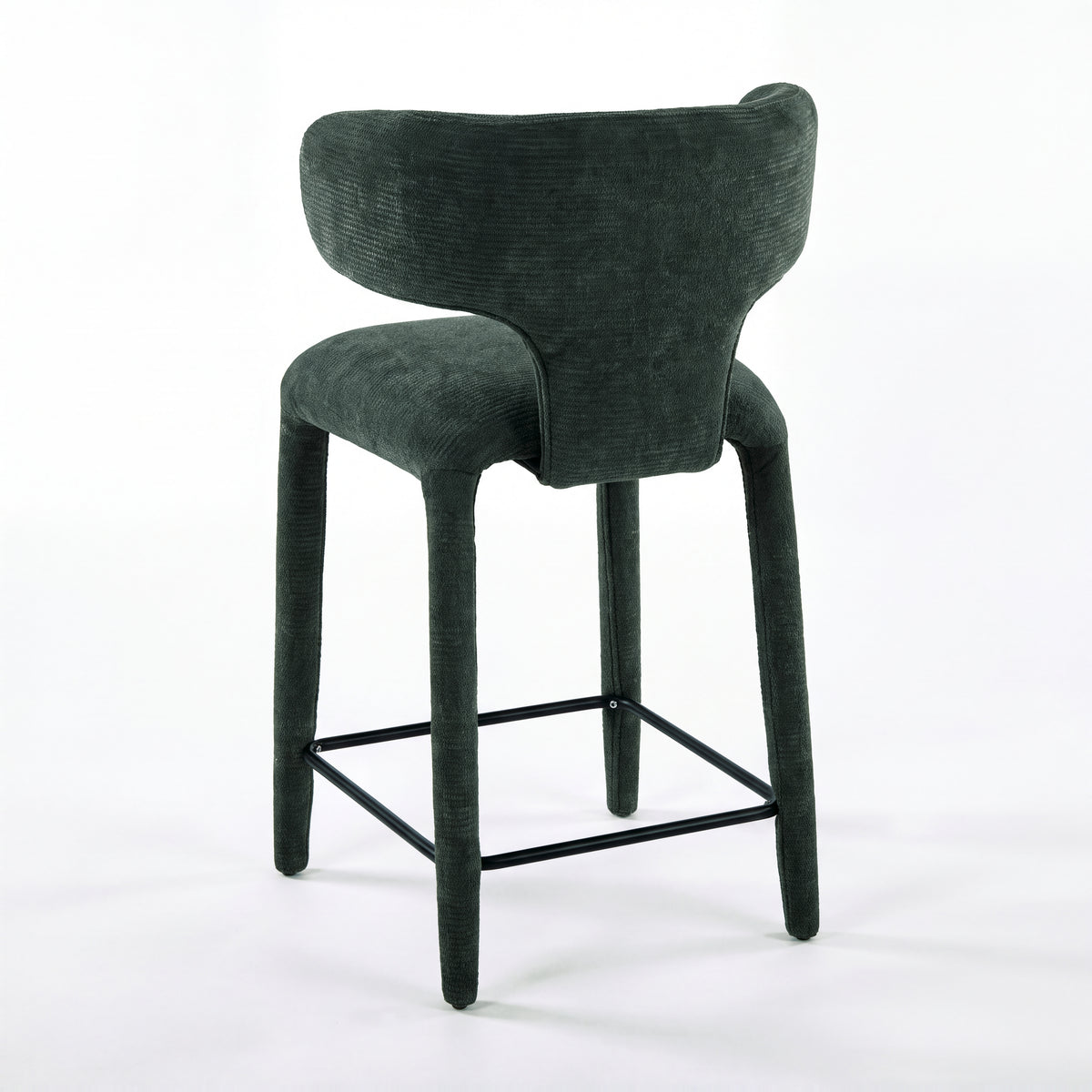 Emma 2pc Set Bar Chair Barstool Green, single stool, rear three-quarter view on a white background