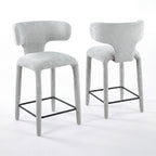 Emma 2pc Set Bar Chair Barstool Grey, pair of stools, front and rear views, on a white background