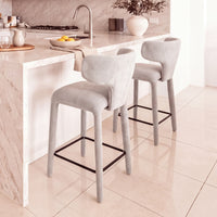 Emma 2pc Set Bar Chair Barstool Grey, at a marble kitchen island